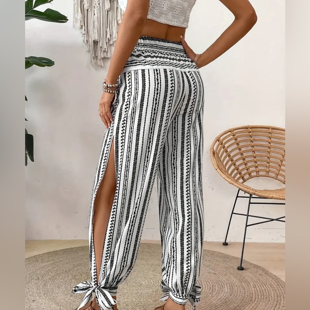 BOHO Drawstring SlitSide Loose Fitting Pants - Picture 2 of 3